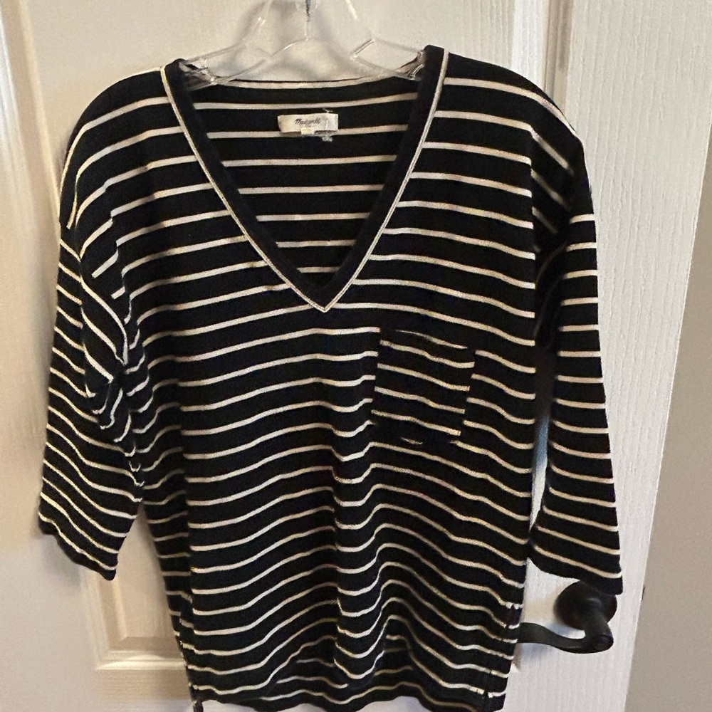 Madewell Black and White Striped Top